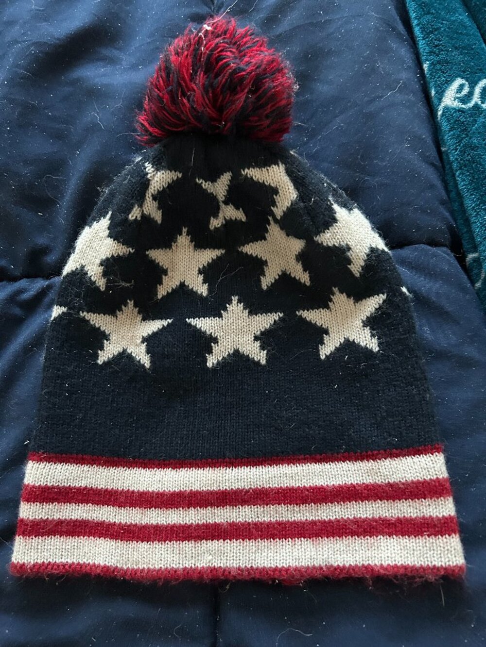 Red, white and blue Beanie.